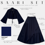 ensemble composé d' une vest et d' une jupe saari set navy blue