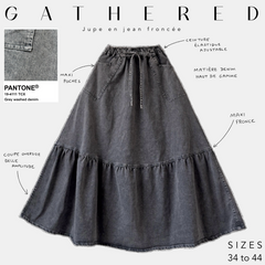 gathered jupe en jean froncée grey wished denim 