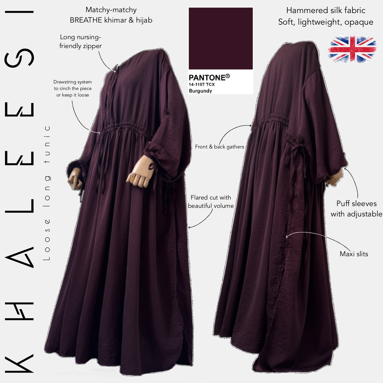 khaleesi loose long tunic burgundy