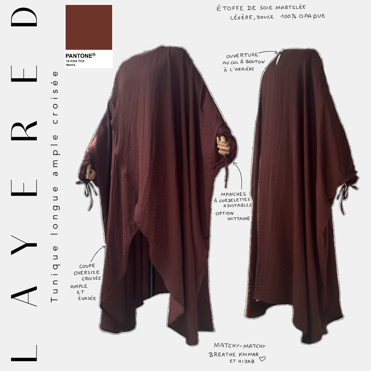 layered tunique longue ample croisée henna