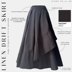 linen drift skirt jupe longue en lin à cascade black onyx