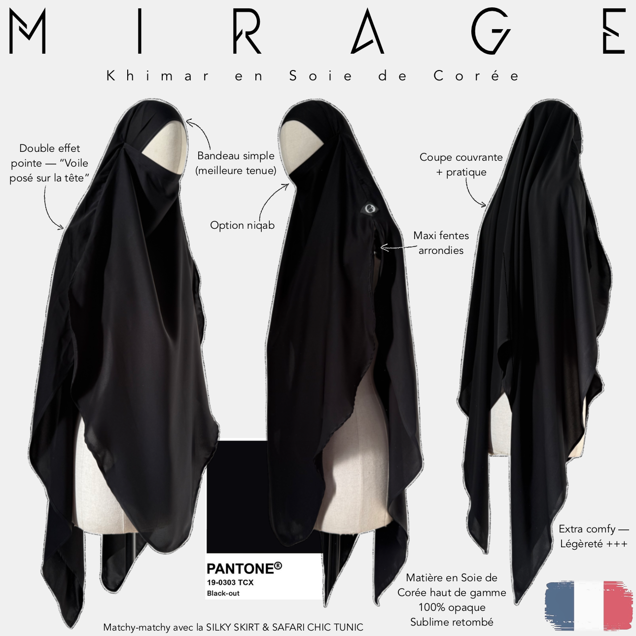 mirage khimar pantone black out