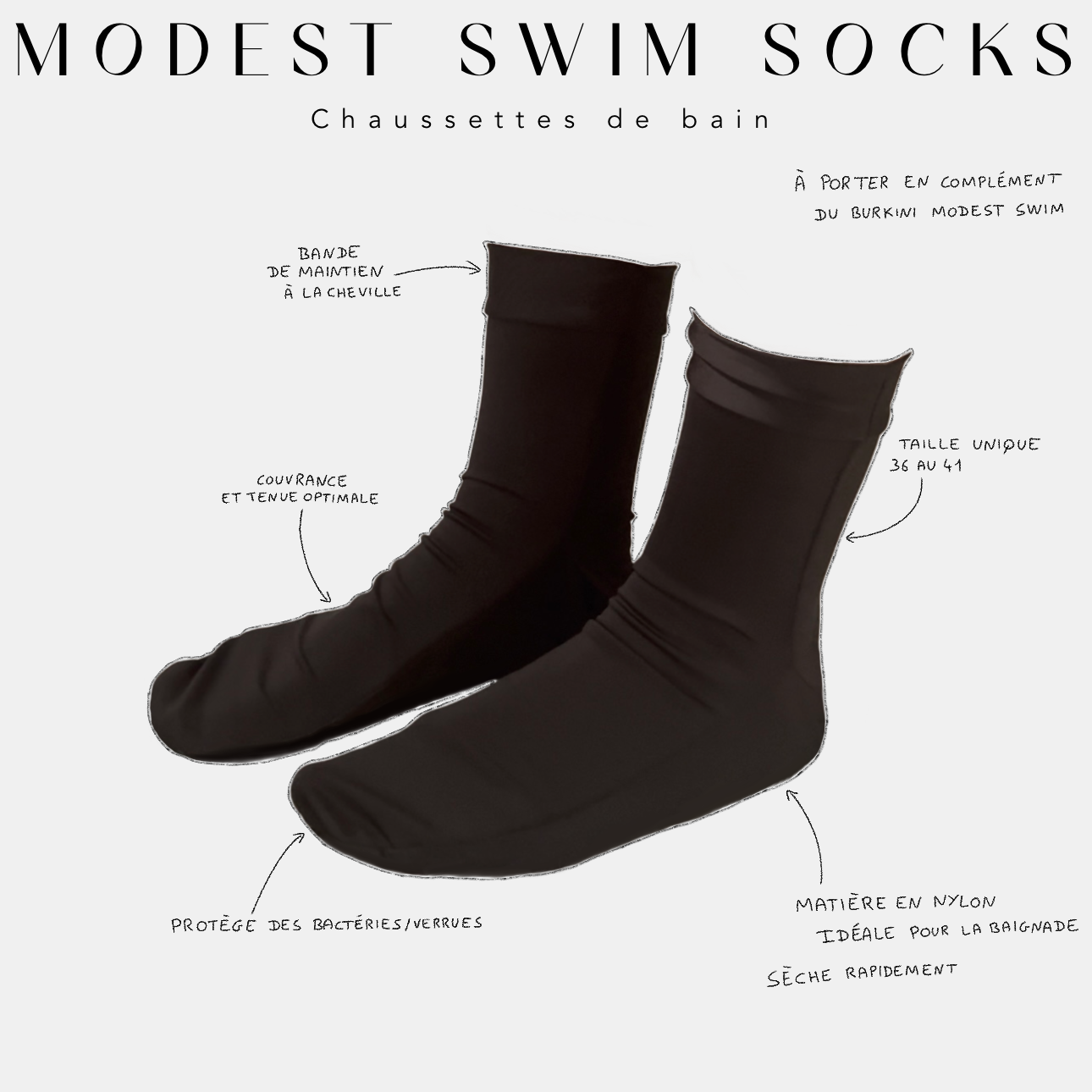 modest swim socks chaussettes de bain 