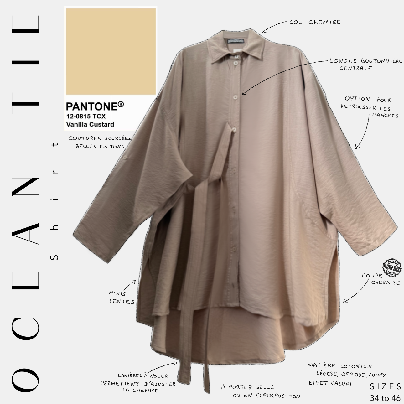 ocean tie shirt pantone vanilla custard