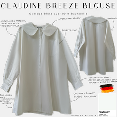 oversize - bluse aus 100% Baumwolle Claudine breeze blouse blanc de bianc
