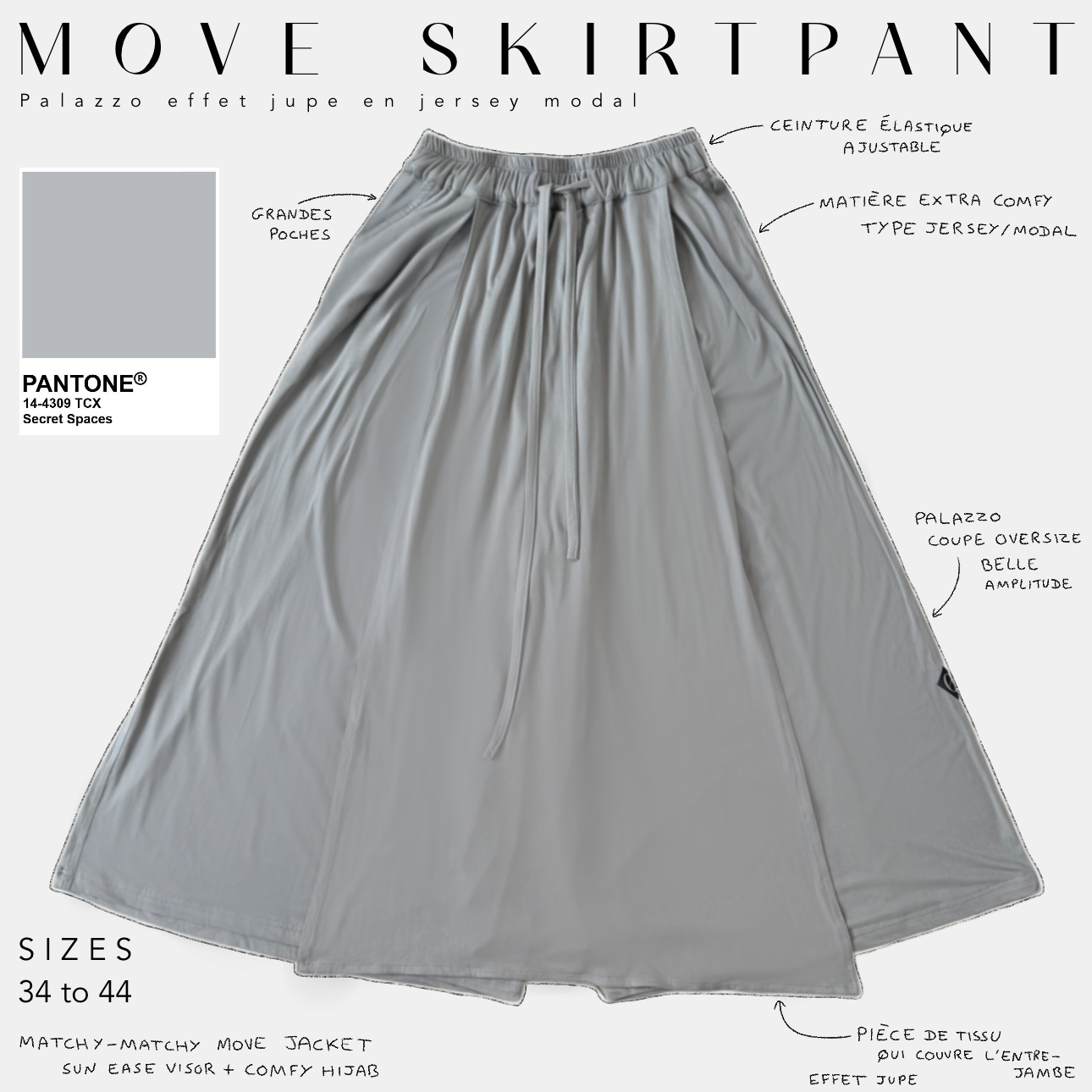 palazzo effet jupe en jersey modal move skirt pant secret spaces