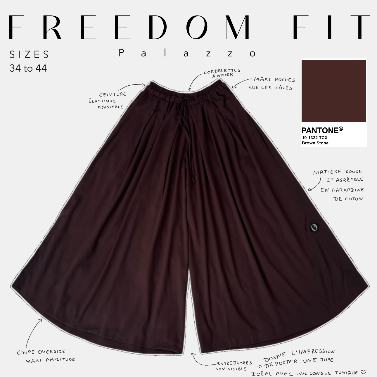 palazzo freedom fit brown stone 