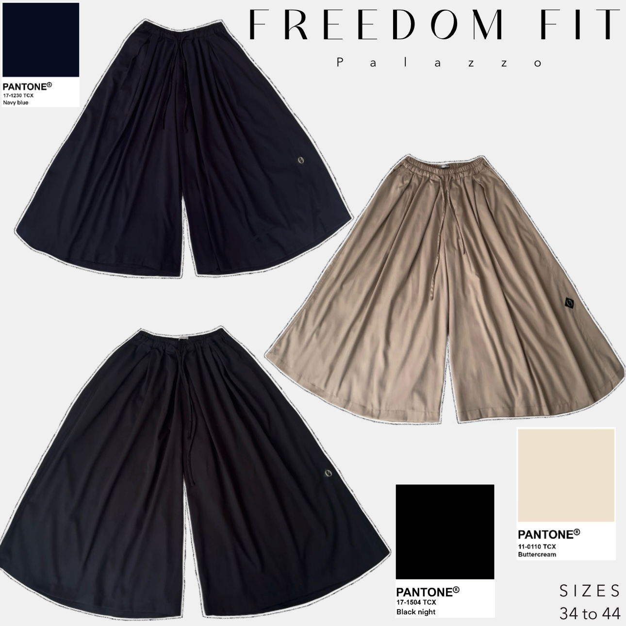 palazzo freedom fit navy blue & black night & buttercream 