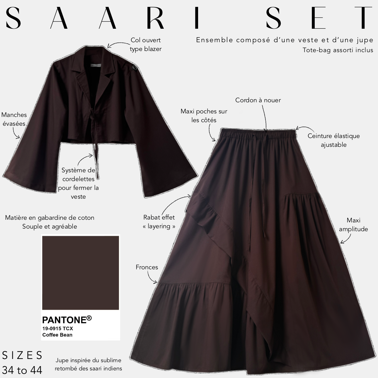 saari set  pantone coffee bean 