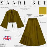 set composed of jacket and skirt sari set golden lime