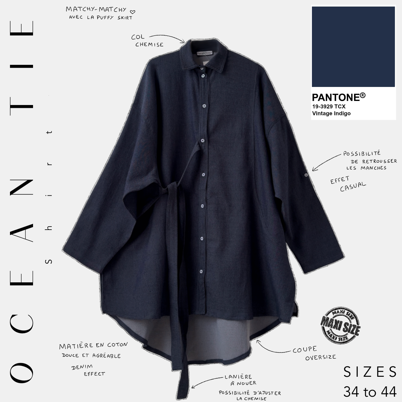 shirt ocean tie tcy vintage indigo