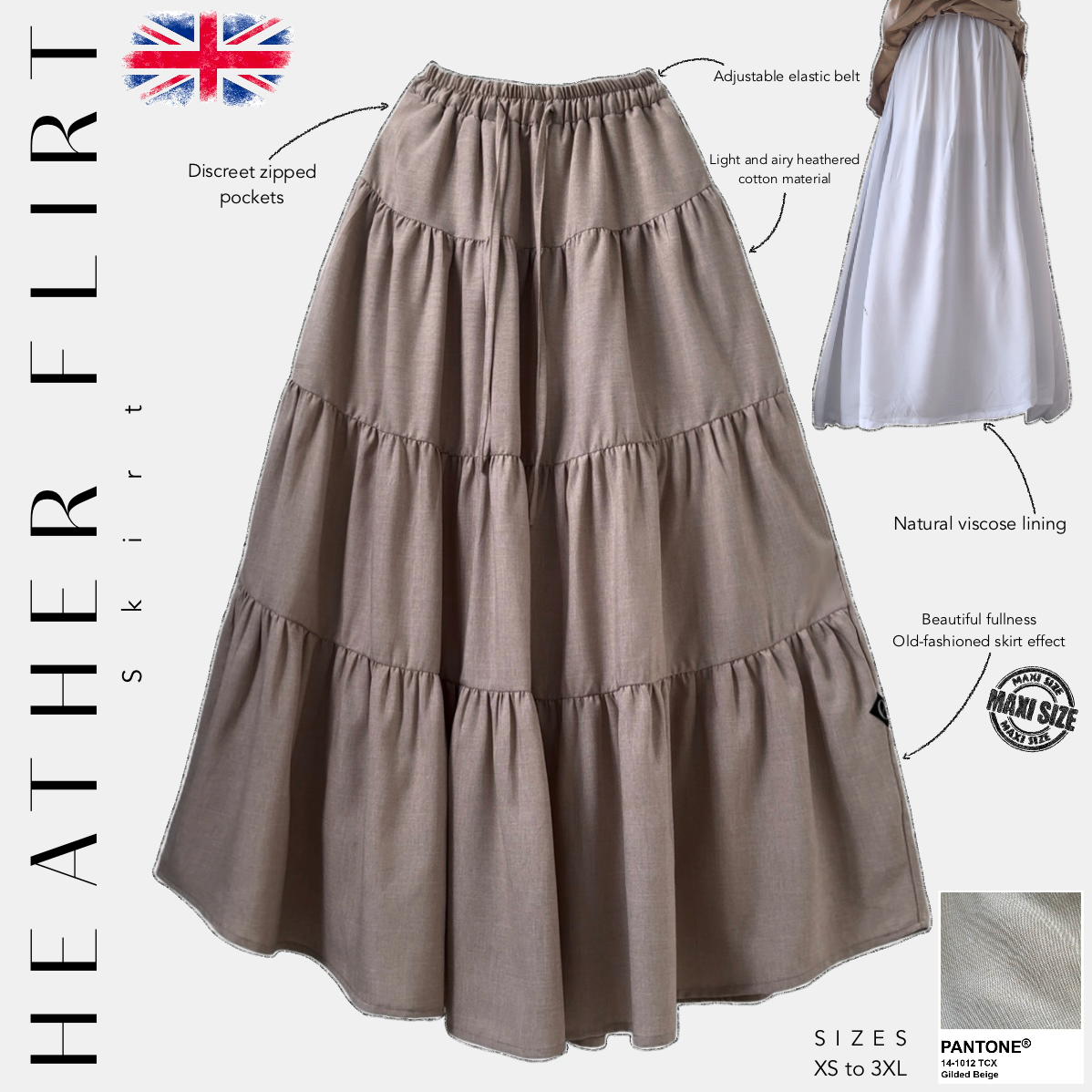 skirt heather flirt gilded beige
