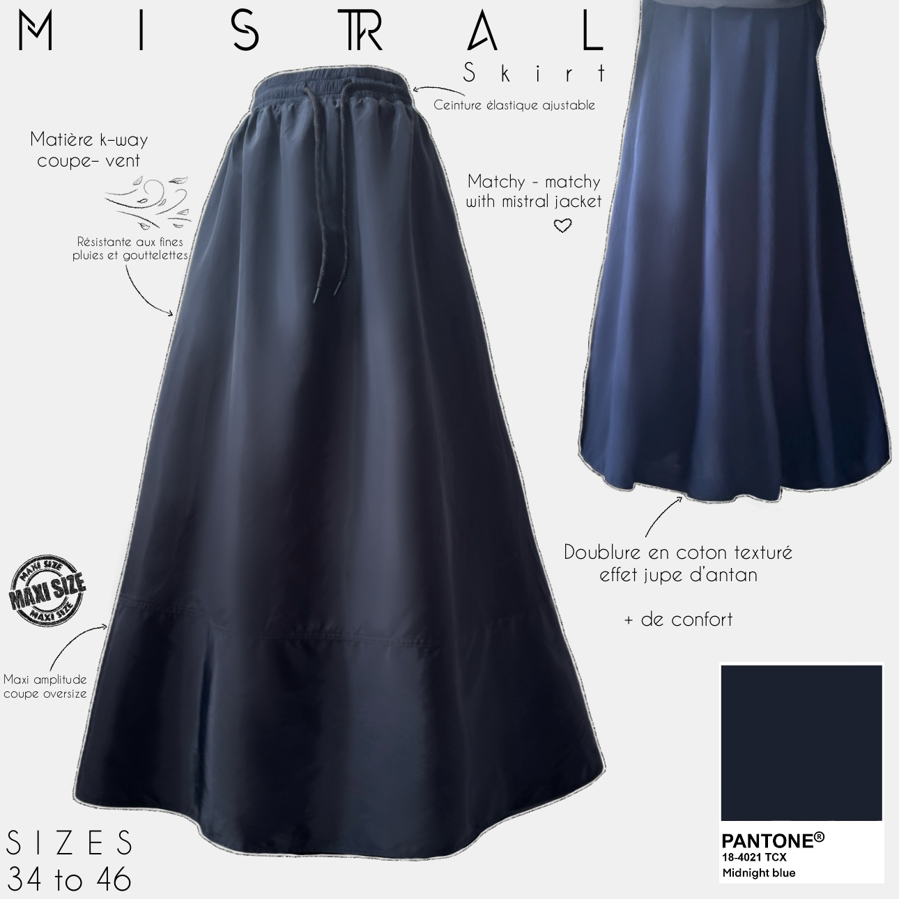 skirt mistral midnight blue