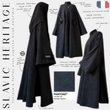 slavic heritage tunique à fentes avec capuche hijab amovible pantone midnight tapestry