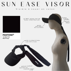 sun ease viser visière à nouer en coton black onyx