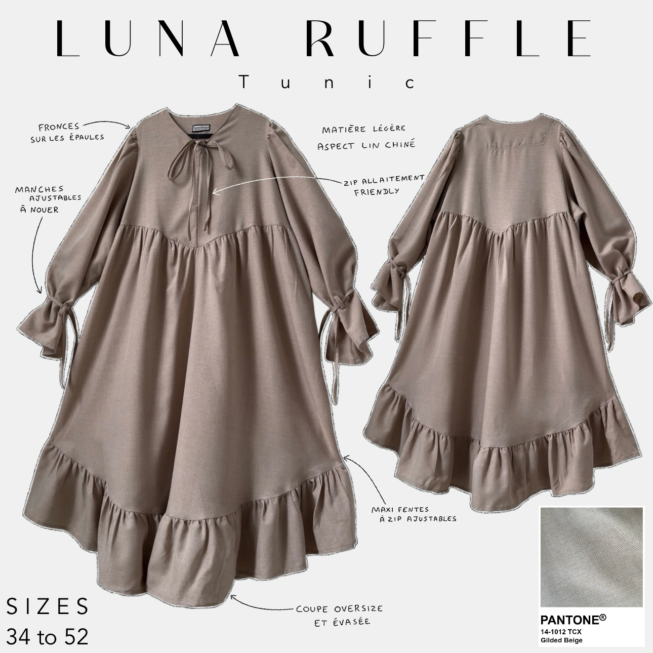 tunic luna ruffle gilded beige